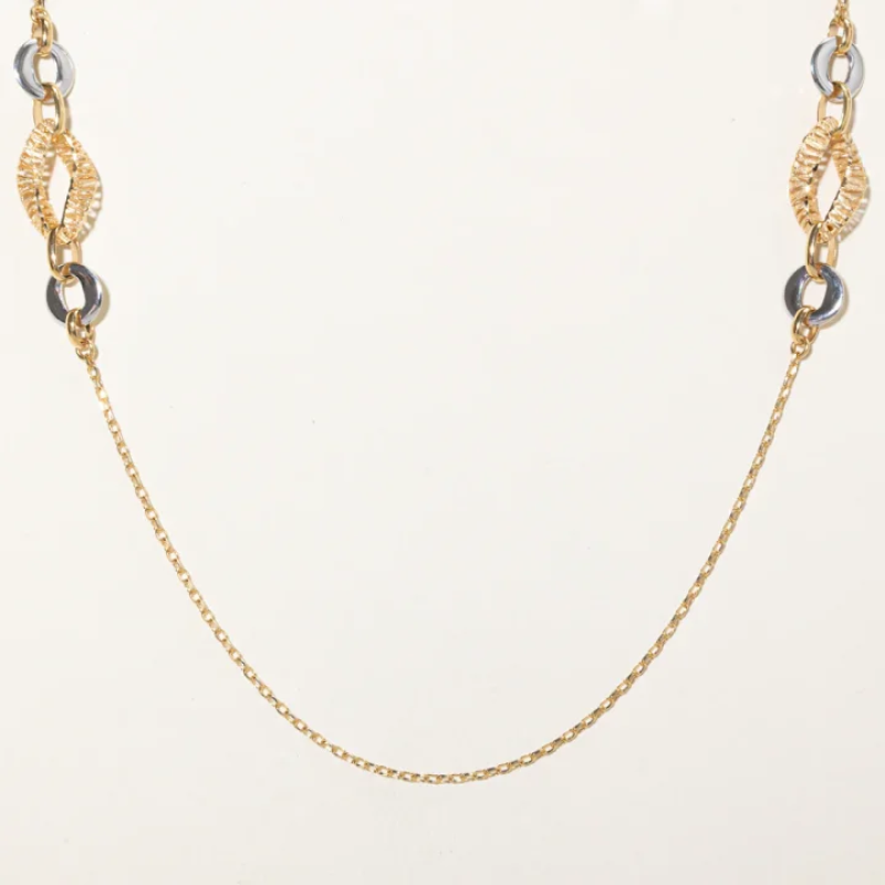 18k Two Tone Gold Textured Satellite Layering Necklace
