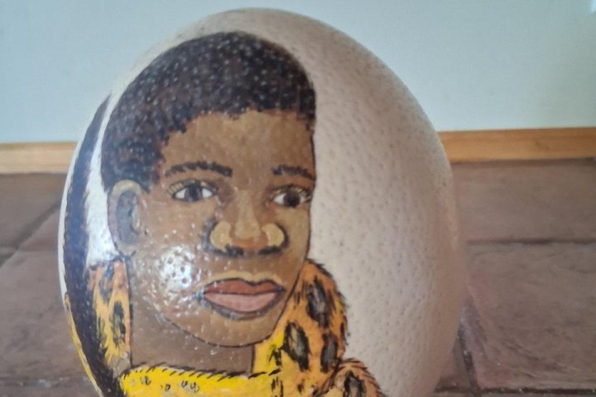 Ostrich Egg - Sotho Chief - Hand Painted & Signed