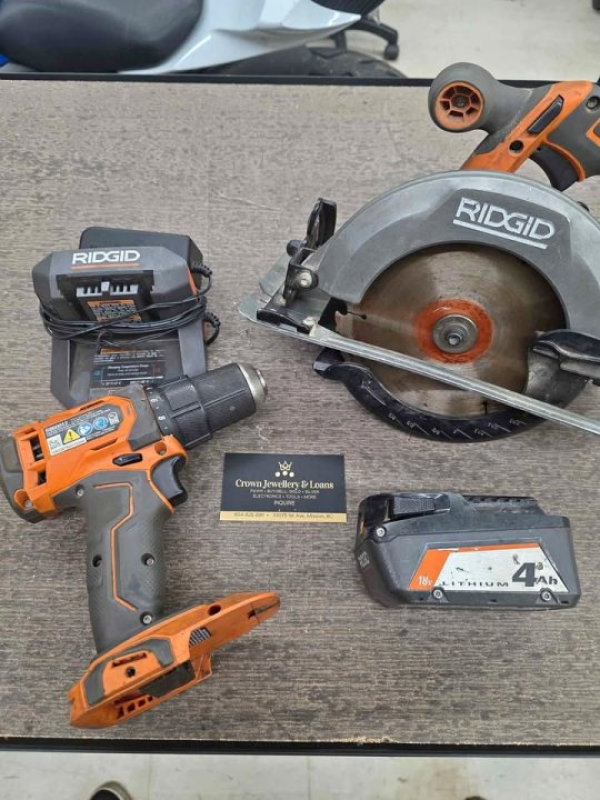 Ridig Tool Set - Drill + 6.5" Circsaw + 4ah Battery/Charger