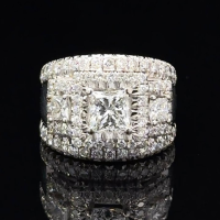Lady's Diamond Engagement Ring 91 Diamonds 3.93 Carat T.W. 14K White Gold 16.5g
