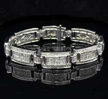 Gold-Diamond Bracelet 432 Diamonds 17.28 Carat T.W. 14K White Gold 42.96g