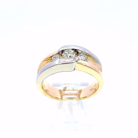 Diamond Fashion Ring 3 Diamonds .50 Carat T.W. 14K 2 Tone Gold 11.79g