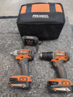 RIDGID DRILL DRIVER AND IMPACT DRIVER WITH TWO 2AH BATTERIES AND CHARGER